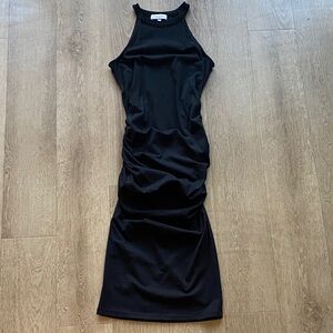 Michael Stars Black Halter Ruched Midi Dress Small
